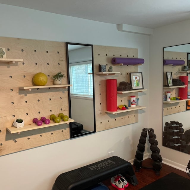 Modern Wood Pegboard Shelf: Large Rectangle 36 X 48 / Peloton Organization  / Trendy Wall Shelf / Wooden Wall Shelf / Home Gym 
