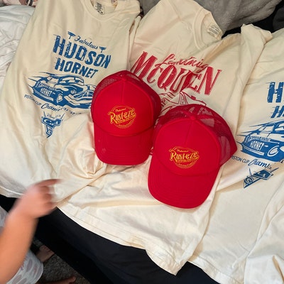 RUSTEZE Custom Trucker Adjustable Cap Disney Cars Hat Red Hat Lightning ...