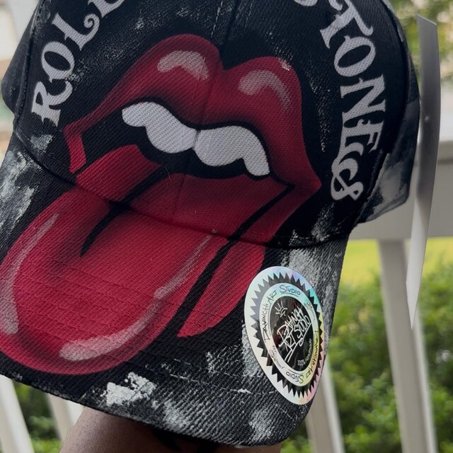 帽子 90s Rolling Stones Mesh Cap Rolling Stones Cap - Handmade, Unique Design, Pop Art, FREE