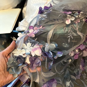 8 Color Luxury 3D Flower Mesh Embroidery Lace Fabric, Bridal