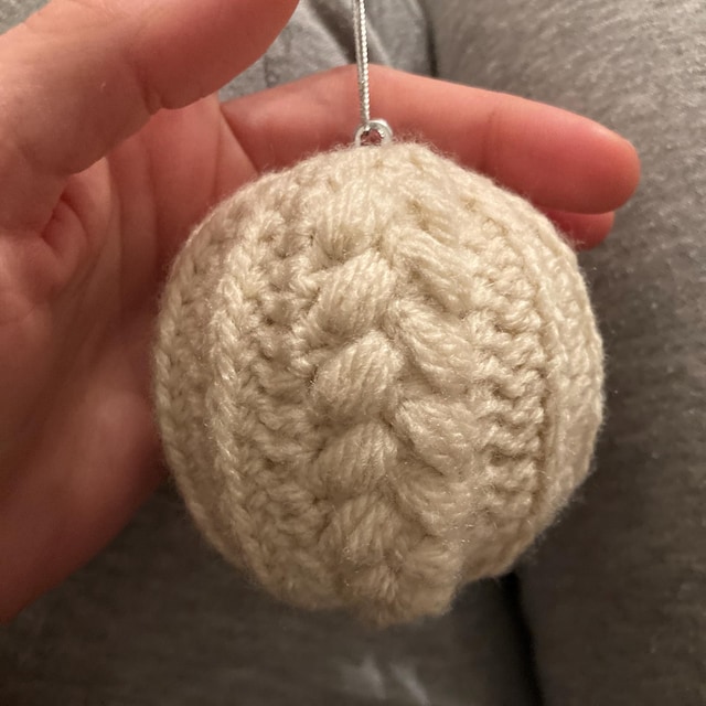 A customer's finished Autumn Wheat Bauble Ornament Crochet Pattern