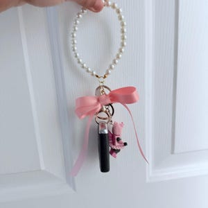 Portachiavi Simpatico Con Fiocco Per Donna – Beige, Nero, Rosa, Accessorio Moda Etichettalia Unica, Regalo Carino - 4