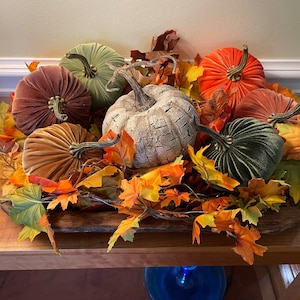 SMALL Velvet Pumpkin, Fall Decor, Table Centerpiece, Cozy Home Gifts ...