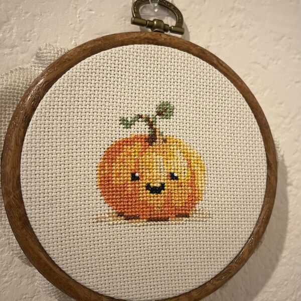 Cute Small Pumpkin Cross Stitch Pattern PDF for Beginners Easy Happy