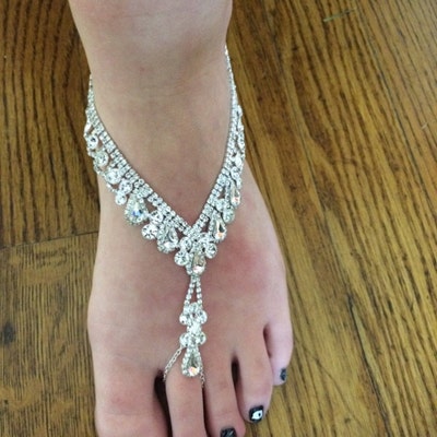 Wedding Barefoot Sandals, Bridal Foot Jewelry, Rose Gold or Silver ...