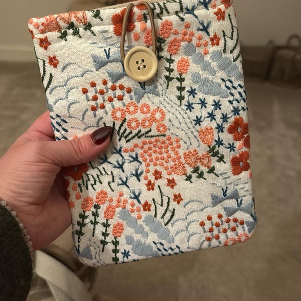 Embroidered Floral Kindle Sleeve, Kindle Cover, Kindle Paperwhite Case ...