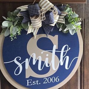 Front Door Decor | Last Name/Initial | Monogram Wreath | Door Hanger | Front Door Wreath | Personalized | Front Door Sign | Wedding Gift