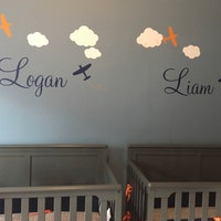 AIRPLANE WALL DECAL Custom Name Decal Airplane Name Decal Airplane ...