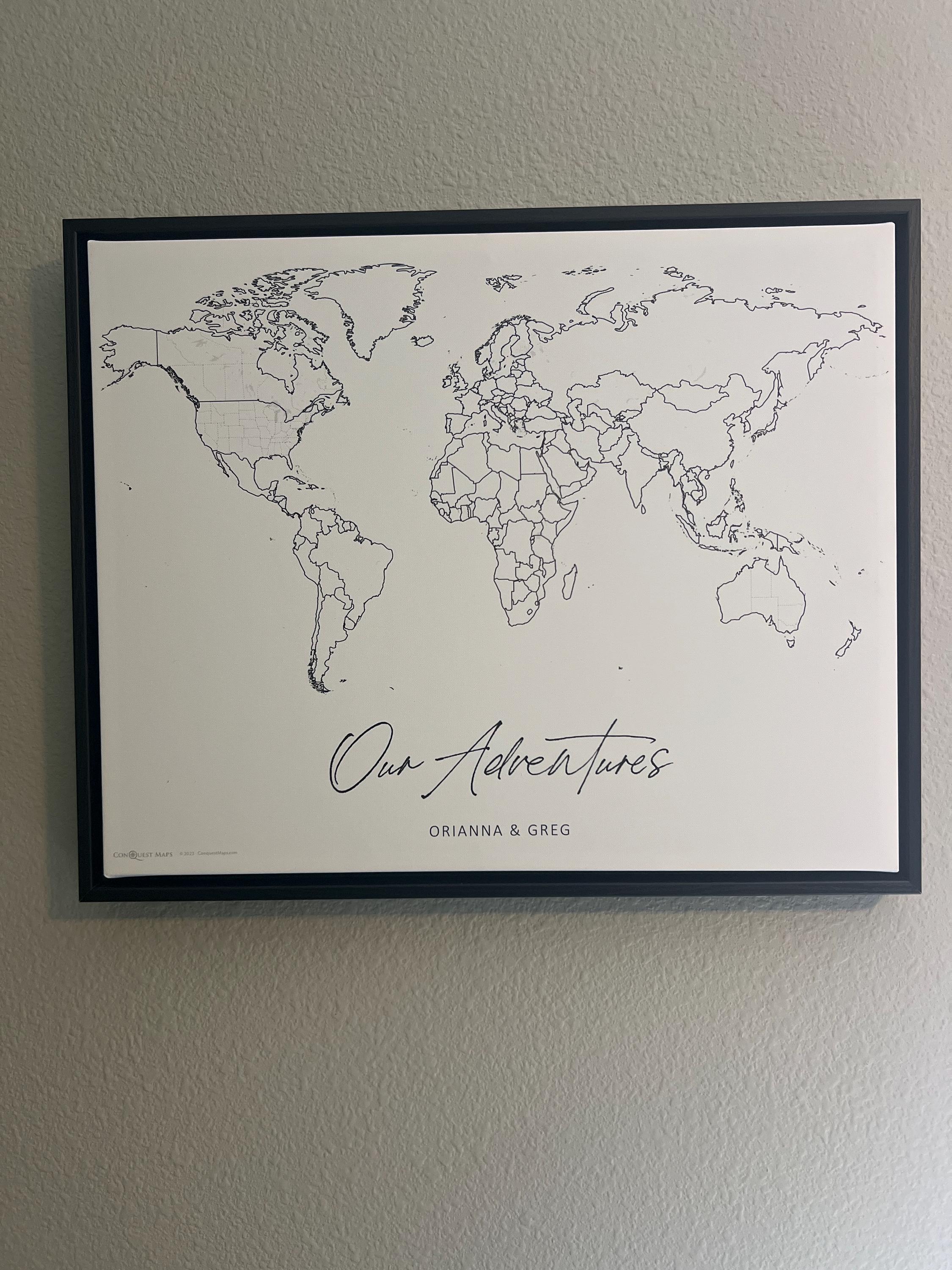 Push Pin Mini World Travel Map - No Labels - Personalizable Cork Pin Board Canvas Gift