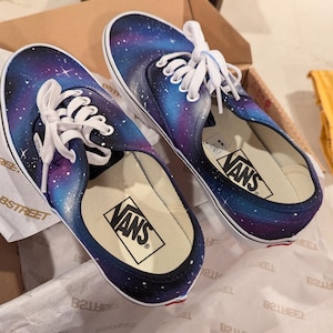 Vans Customs Blue & White Stars Galaxy Skate Sneakers Size 7.5 Vans white stars blue - Gem main image 3