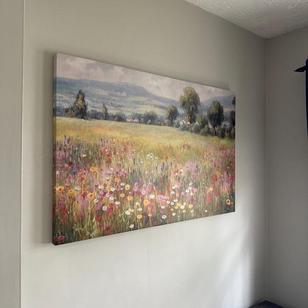 Wildflower Field Landscape Art Print: Framed Nature Gallery Wall Art - Etsy