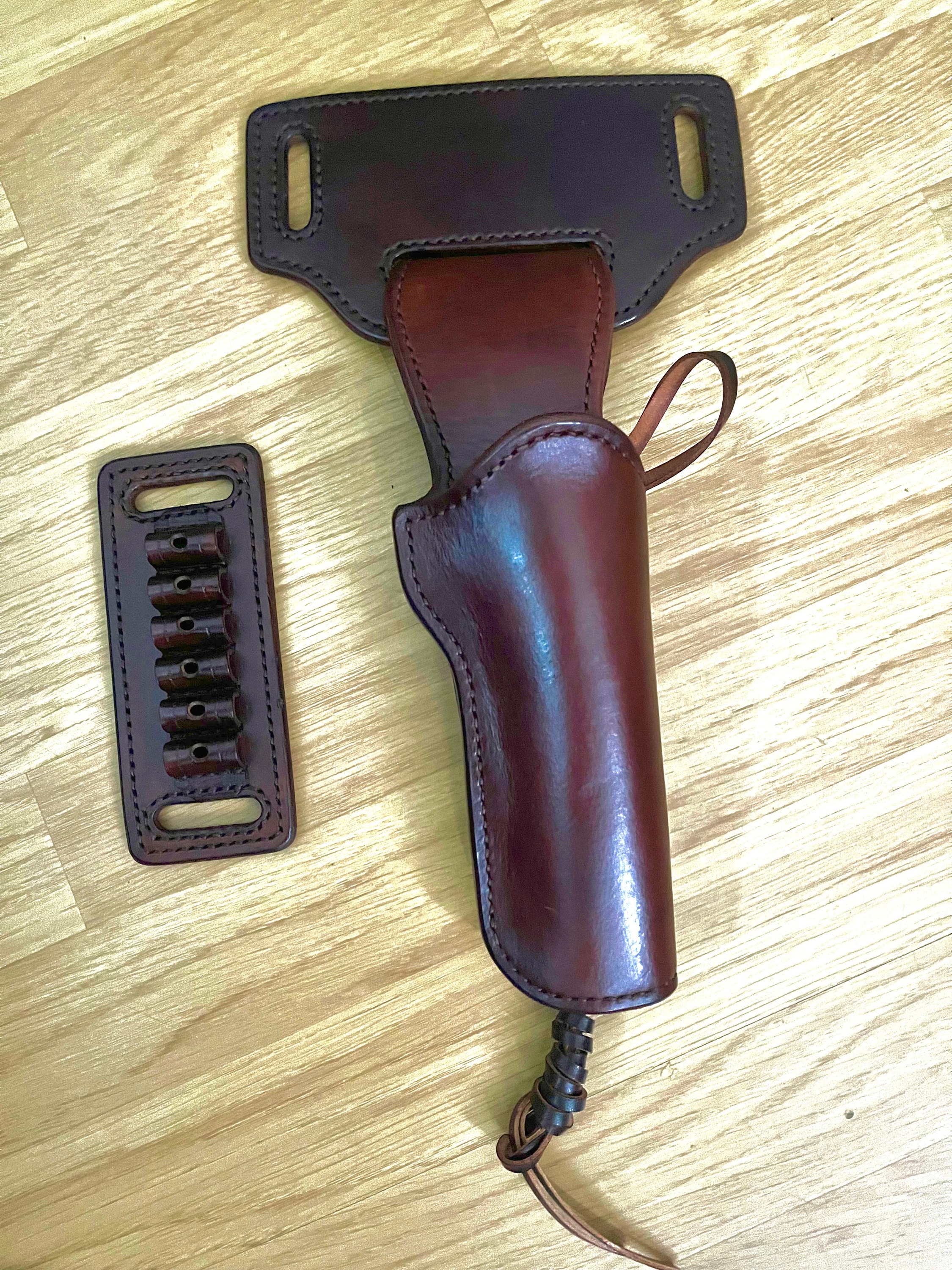 leather holster for single action revolvers Colt SAA clones, custom barrel Fast Draw  (Made to order)