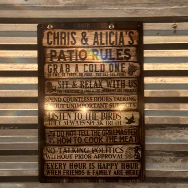 Deck Rules Sign | Personalized Metal Outdoor Decor for Porch, Patio ...