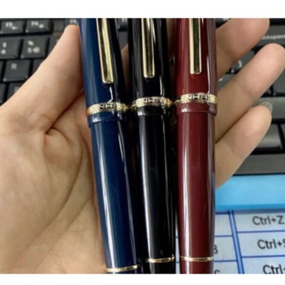 Fountain Pen JnHao X159 Acrylc Fountan Pen Metal Gold Clp Fne 0.5