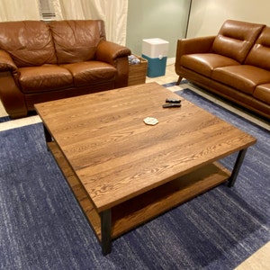 Square Coffee Table With Lower Shelf / Industrial Reclaimed - Etsy