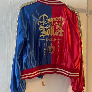 Property of Joker Jacket Blue and Red With Gold Chain and