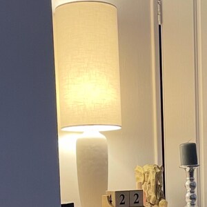 SOLUSTRE Linen Cylinder Lamp Shade – Tall Drum 5.5x7.8 Inch, Fits E27 Bulb, White Fabric For Table Or Floor Lamps