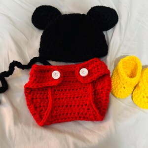 かぎ針編みパターン - 新生児から 12 か月までのミッキーマウスセット