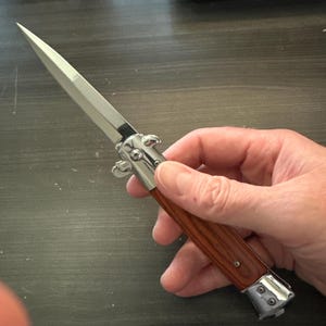 Coltello Pieghevole Grigio Da Tasca, Lama Acciaio Inox, Manico Legno, 8 Cm Chiuso, Outdoor