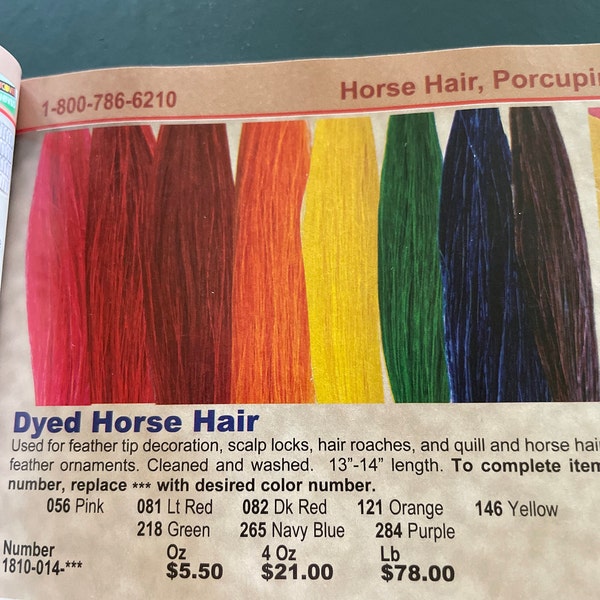 1 Oz Dyed Horsehair Horse Hair Natural Quality Crafts Pow Wow Regalia ...