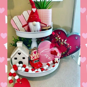 Pink & White Valentines Day tiered tray set Mix and match | Etsy