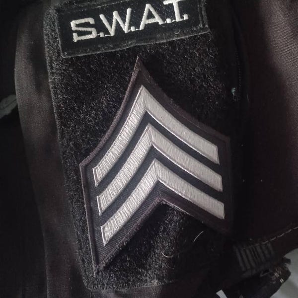 Sgt Grumpy Patch Sergeant Rank Patches – Military Police Security Stripes in Black, Blue ...