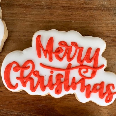 Merry Christmas 2 Hand Lettered Cookie Cutter and Fondant Cutter and ...