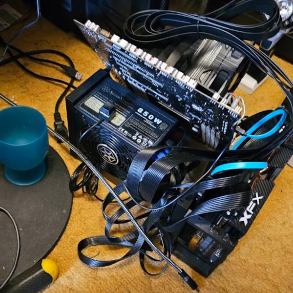Motherboard Crypto Mining Test Bench With GPU Stand / Desktop PC and ...