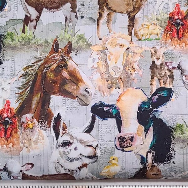 Barnyard Blues Quilt Panel By World Of Susybee - 100% Cotton 36x44 Inch Fabric Panel For Kids Quilts