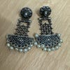 White - Noor-e-Jhumka Classic German Silver Earrings 09 main image 0