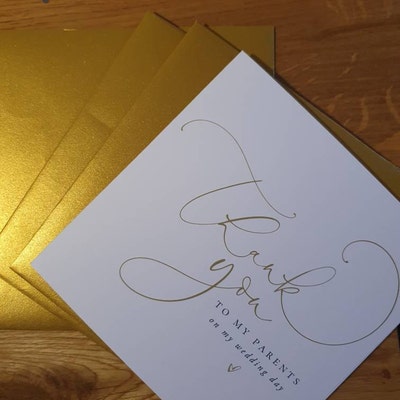 Gold Script to My Parents Wedding Card parents Thank You - Etsy UK