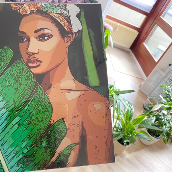 black-girl-afro-hair-set-of-4-natural-hair-art-afro-girl-art-hot