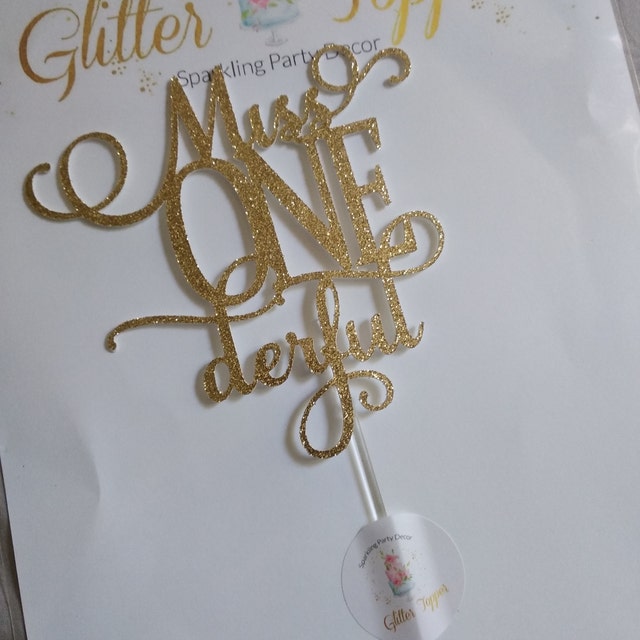 Rose Gold Glitter Cake Topper 'Miss Onederful' – Für 1. Geburtstag Mädchen, Babyparty-Deko