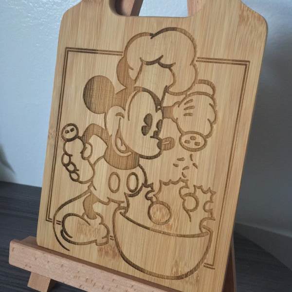 Mickey Mouse Chef Cooking Inspired Cheese, Cutting Wood Board Foodie ...