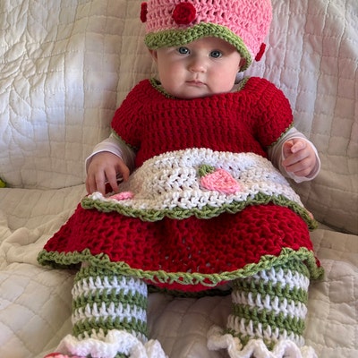 Crochet Strawberry Shortcake Set/newborn Photography - Etsy