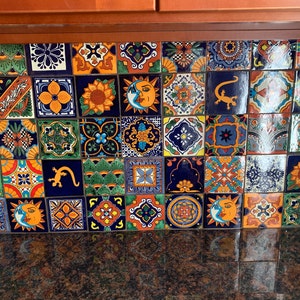 Box of 100 Mexican Talavera Tiles Handmade Assorted Designs Mexican ...