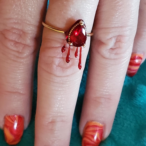 Bloody Ruby Ring,gothic Vampire Pagan Band,horror Fan Gift Alternate ...