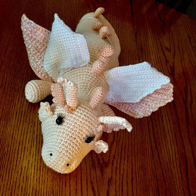 大きな妖精のドラゴンの編みぐるみ編み図、編みぐるみ編み図、編み