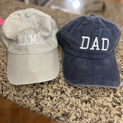 Mom & Dad EMBROIDERED Dad Hat Cap, Pigment Dyed Unstructured Baseball ...