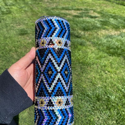 20oz 20ss Aztec Teal Black White Seamless Rhinestone Pattern ...