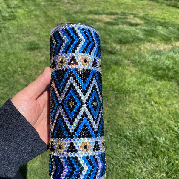 20oz 20ss Aztec Teal Black White Seamless Rhinestone Pattern ...