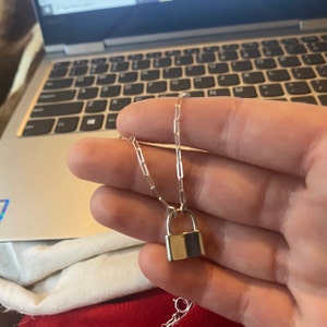 Silver Lock Necklace Sterling Silver Paperclip Chain Love 