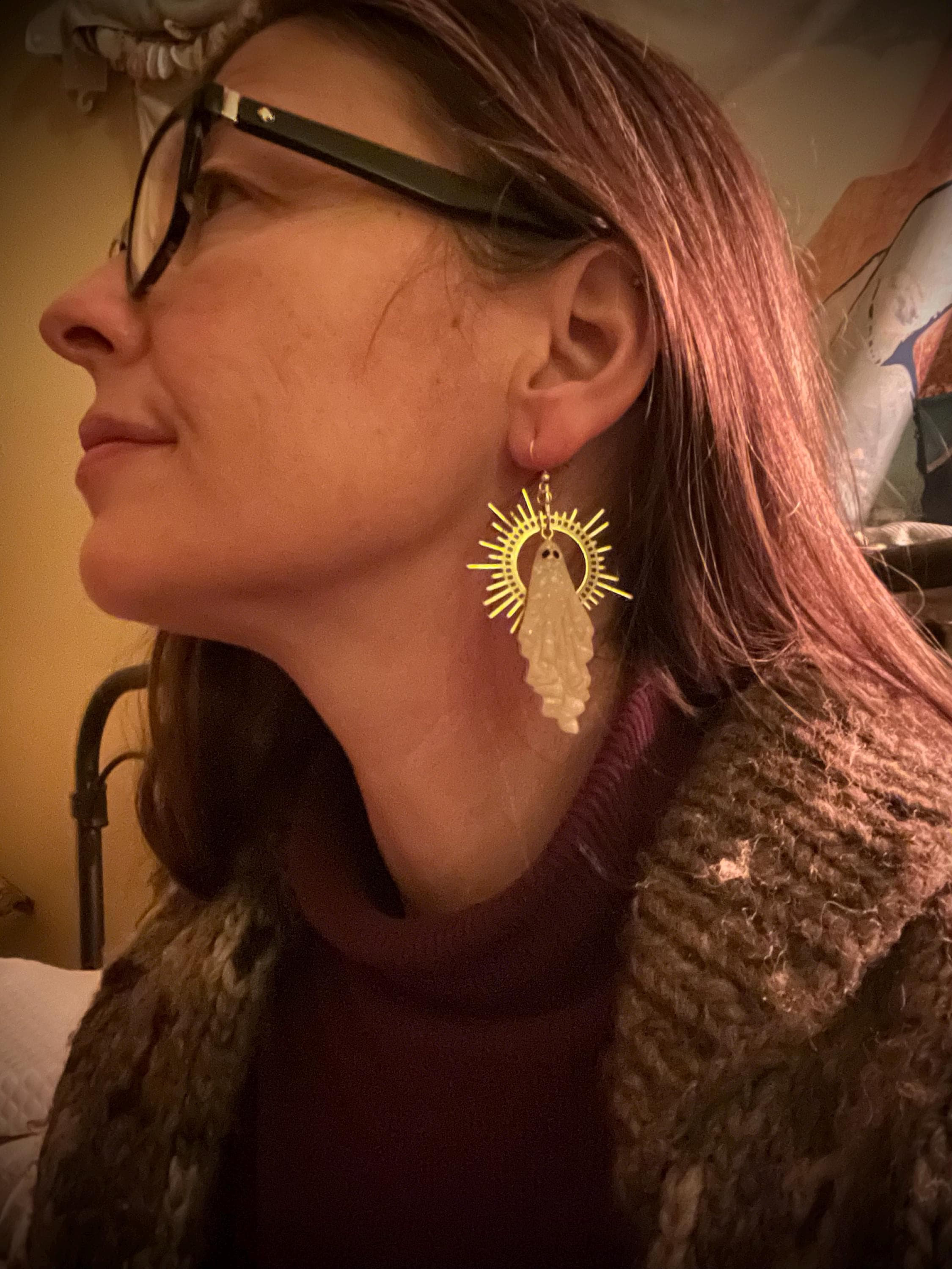 THE ORIGINAL Gold and opalescent ghost earrings | halloween | polymer clay | witchy | hypoallergenic