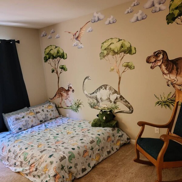 Autocollant Mural Bébé Dinosaure Jurassic Park Amovible - Déco Chambre Enfant