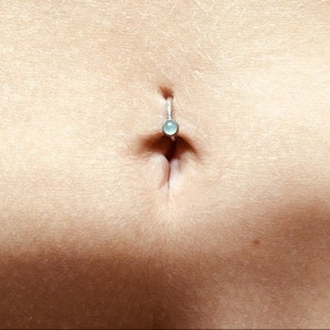 Pebble Belly Button Ring .999 Fine Silver 14k Solid 