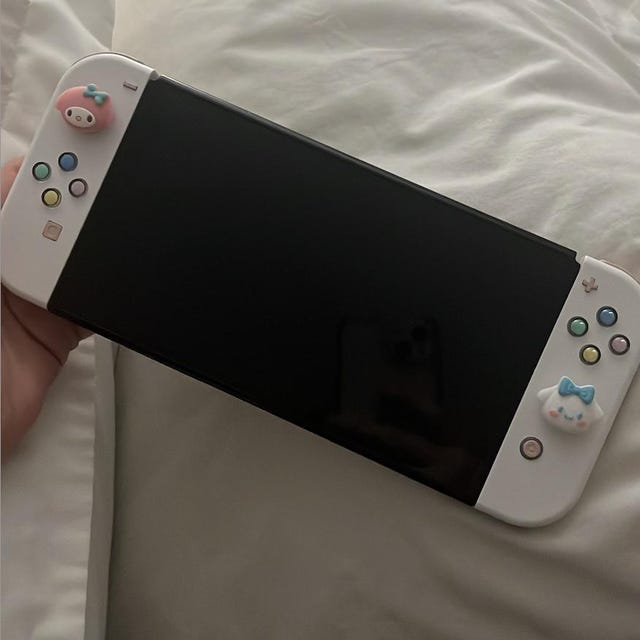 Custom Nintendo Switch Joycon White Shell With Sakura Pink