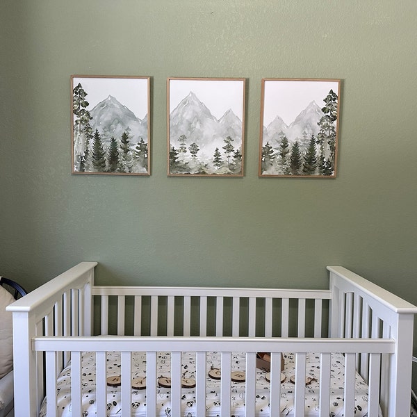 Mountain Nursery Wall Art Set of 3 | Forest Nursery Prints | Adventure ...