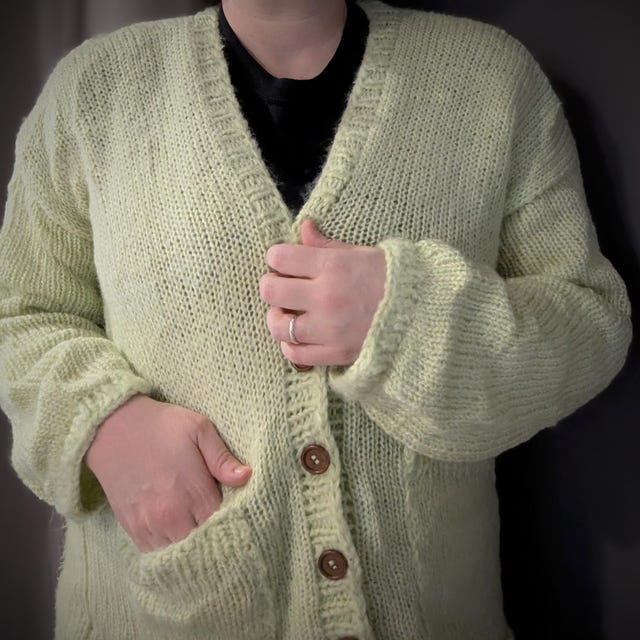 Kurt Cobain MTV Mohair Grunge Green Cardigan , Hand Knit Crochet