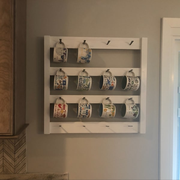 Coffee Mug Rack | Large Mug Rack | Cup Holder | Kitchen Wall Decor ...