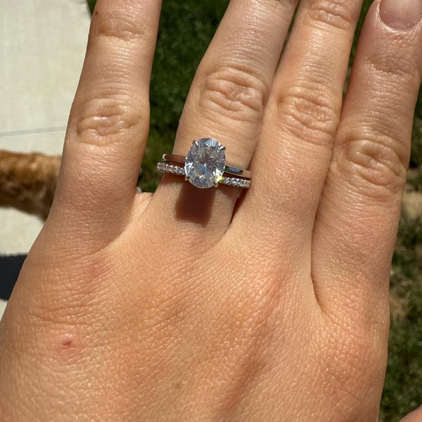 2.50 CT Oval Cut Moissanite Engagement Ring Set, 14k Solid Yellow Gold ...